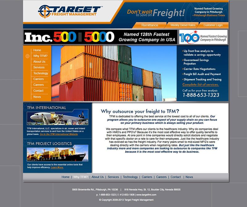 Target Freight Managment Website Design