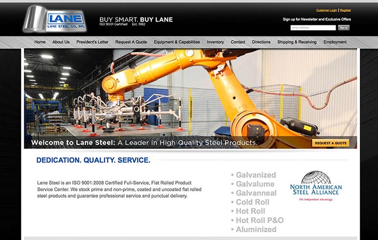 Lane Steel Co Website Design