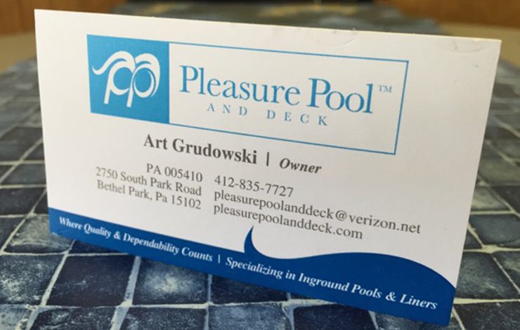 Pleasure Pool & Deck Business Card Design