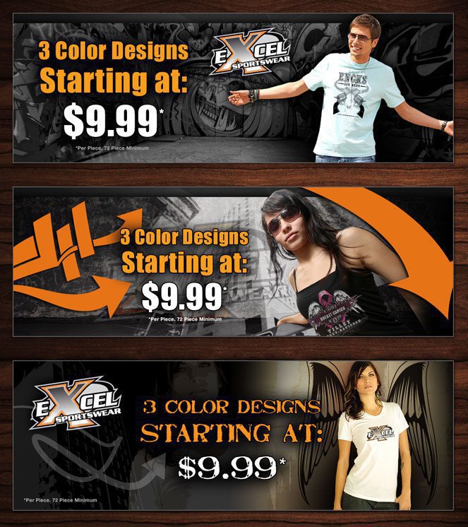 excel sportswear website banner