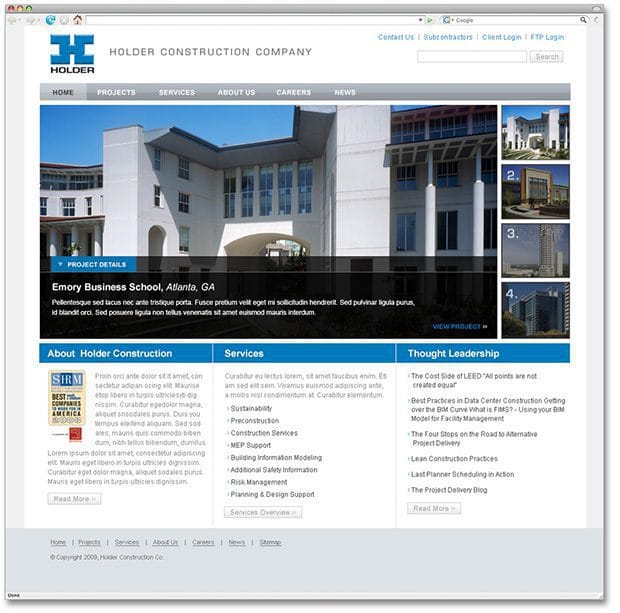 holder construction company website design website programming