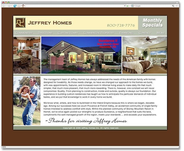 jeffrey homes website design