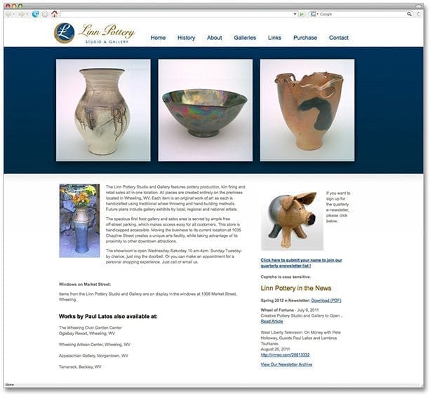 linn pottery website design