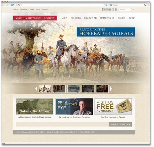 va historic website design